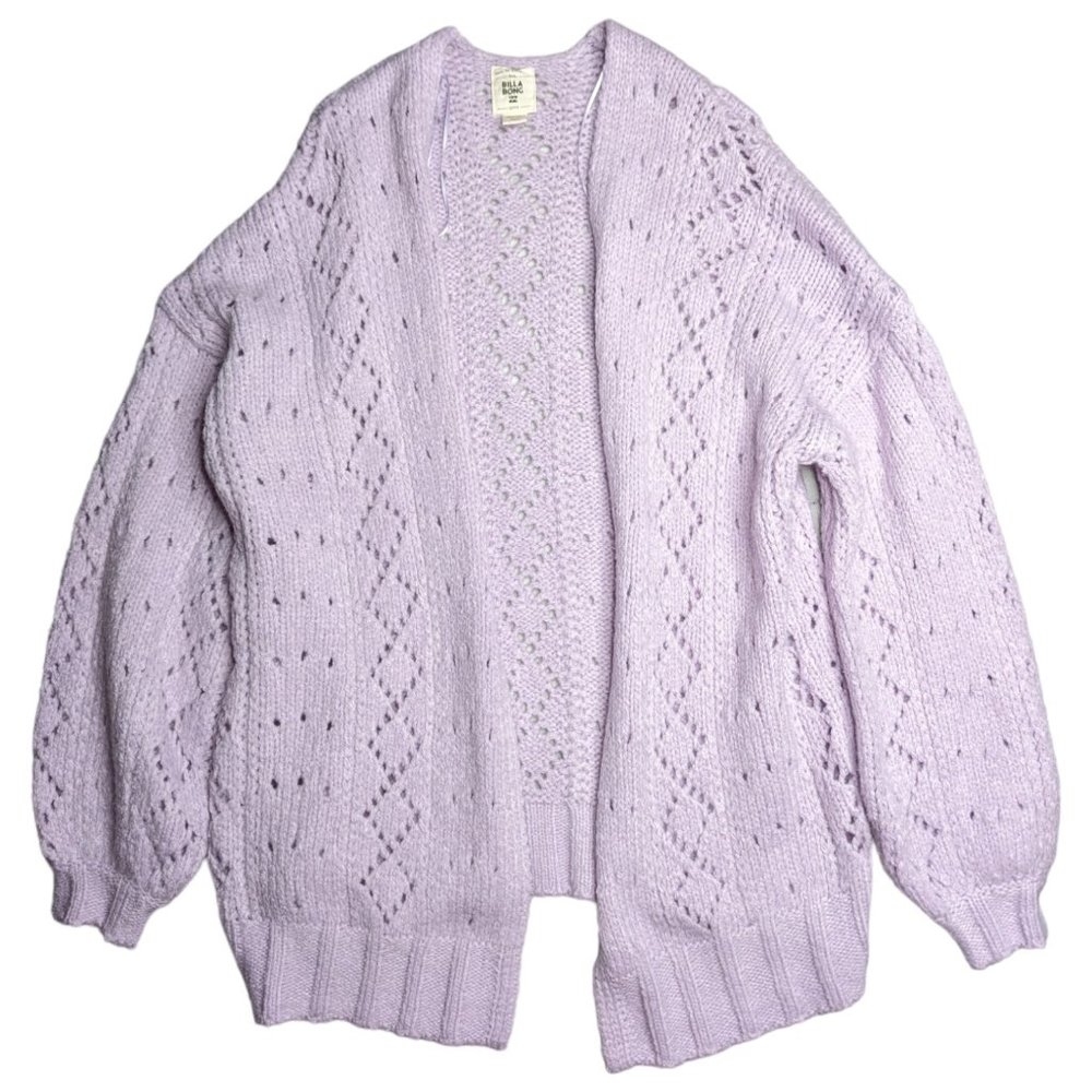 Billabong Blissed Out Lavender Open Front Gathered Sleeve Slouch Cardigan